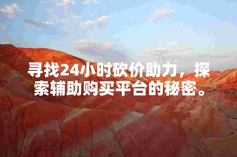 寻找24小时砍价助力，探索辅助购买平台的秘密。