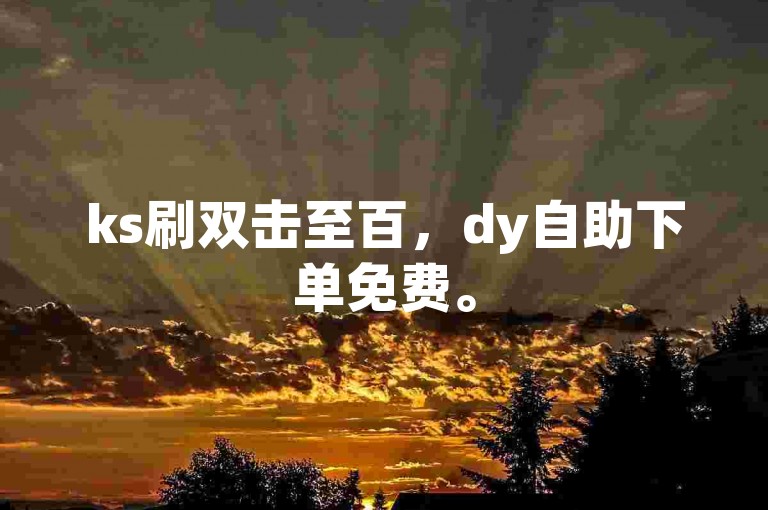 ks刷双击至百，dy自助下单免费。