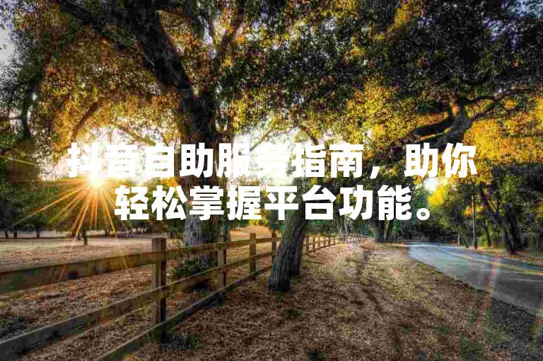 抖音自助服务指南，助你轻松掌握平台功能。