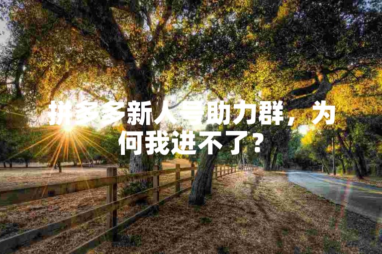 拼多多新人号助力群，为何我进不了？