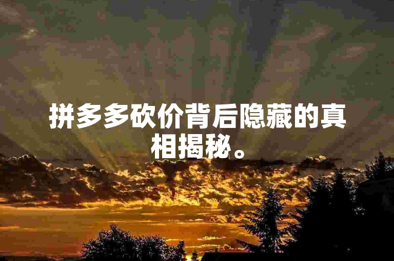 拼多多砍价背后隐藏的真相揭秘。