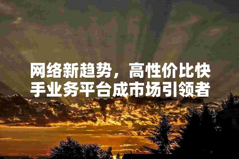 网络新趋势，高性价比快手业务平台成市场引领者。