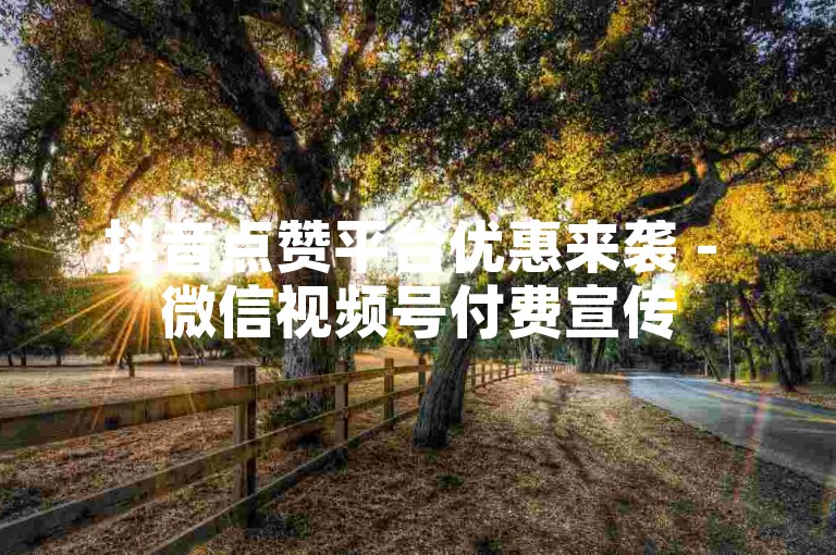 抖音点赞平台优惠来袭 - 微信视频号付费宣传