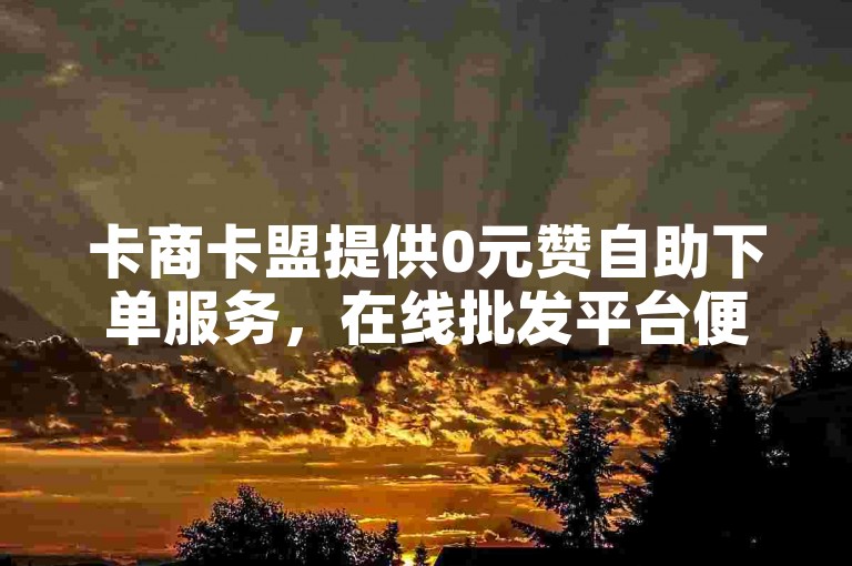 卡商卡盟提供0元赞自助下单服务，在线批发平台便捷高效。