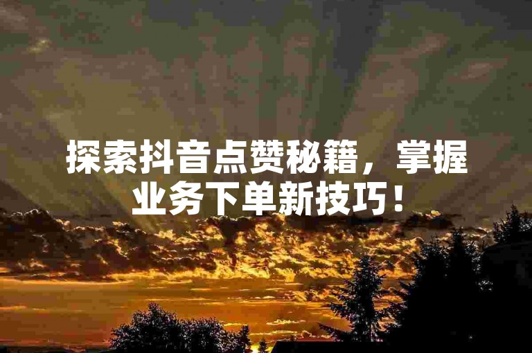 探索抖音点赞秘籍，掌握业务下单新技巧！