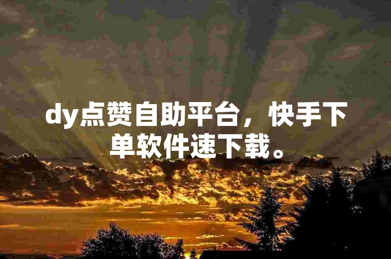 dy点赞自助平台，快手下单软件速下载。