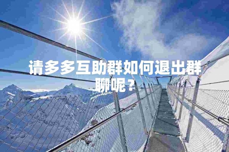 请多多互助群如何退出群聊呢？