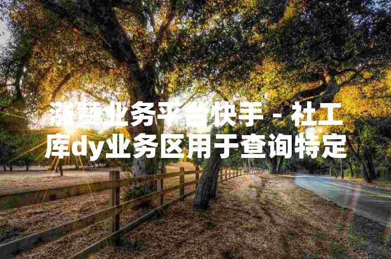 涨赞业务平台快手 - 社工库dy业务区用于查询特定信息。