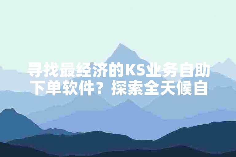 寻找最经济的KS业务自助下单软件？探索全天候自助下单平台的选择。