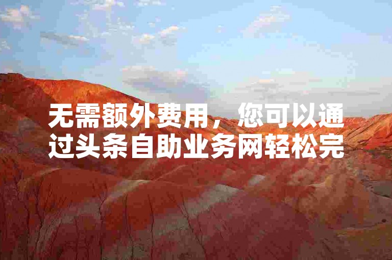 无需额外费用，您可以通过头条自助业务网轻松完成各项业务的下单。