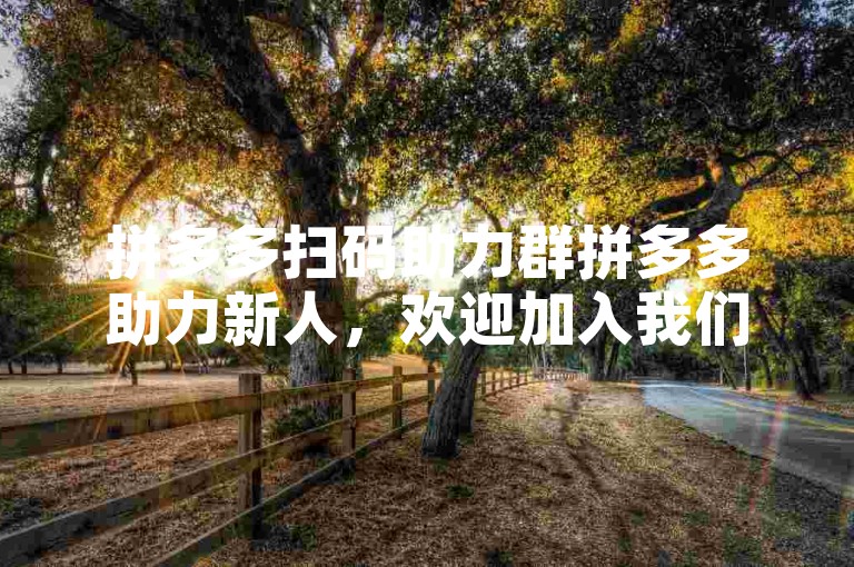 拼多多扫码助力群拼多多助力新人，欢迎加入我们，一起助力拼团更优惠！