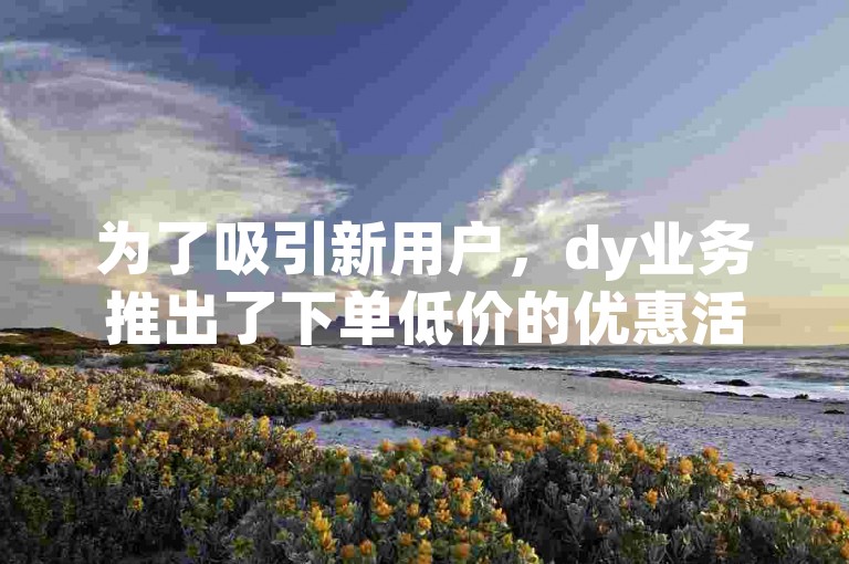 为了吸引新用户，dy业务推出了下单低价的优惠活动，确保您享受到最实惠的服务。