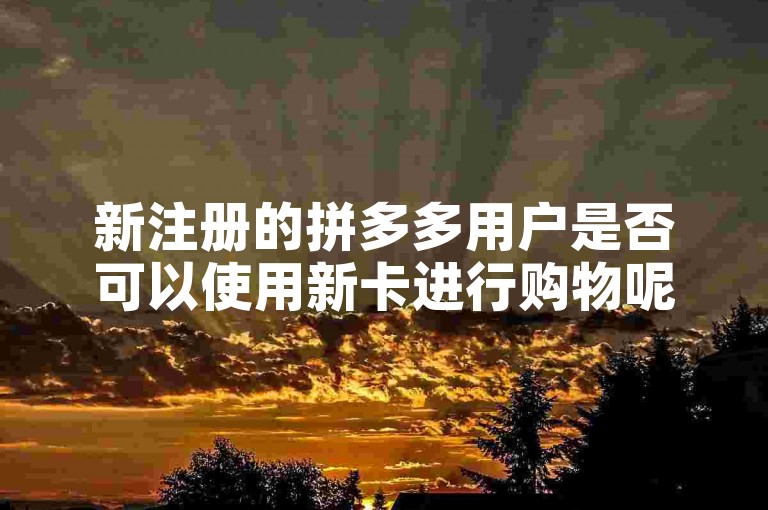 新注册的拼多多用户是否可以使用新卡进行购物呢？现在多多助力刷人。