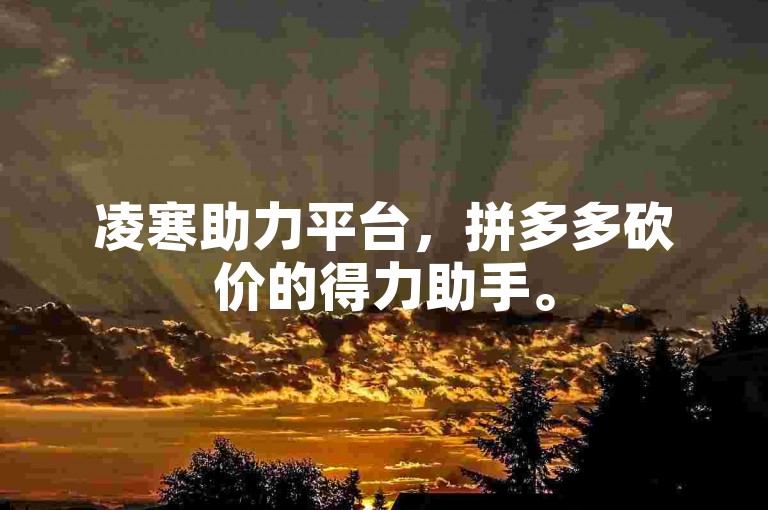 凌寒助力平台，拼多多砍价的得力助手。