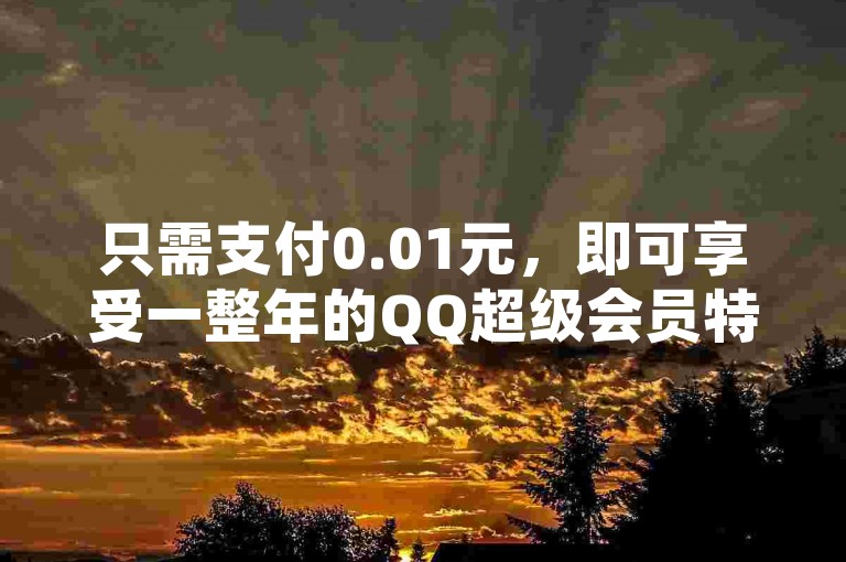 只需支付0.01元，即可享受一整年的QQ超级会员特权。