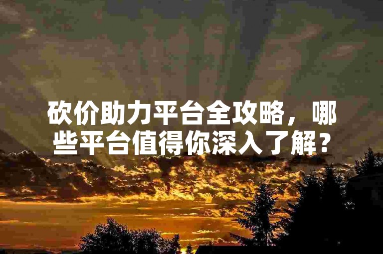 砍价助力平台全攻略，哪些平台值得你深入了解？
