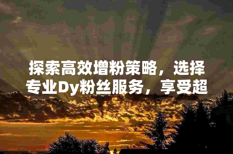 探索高效增粉策略，选择专业Dy粉丝服务，享受超值优惠，助力你的快手账号快速成长。