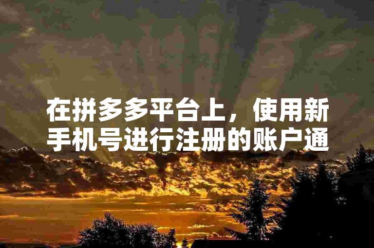 在拼多多平台上，使用新手机号进行注册的账户通常被视为新用户。