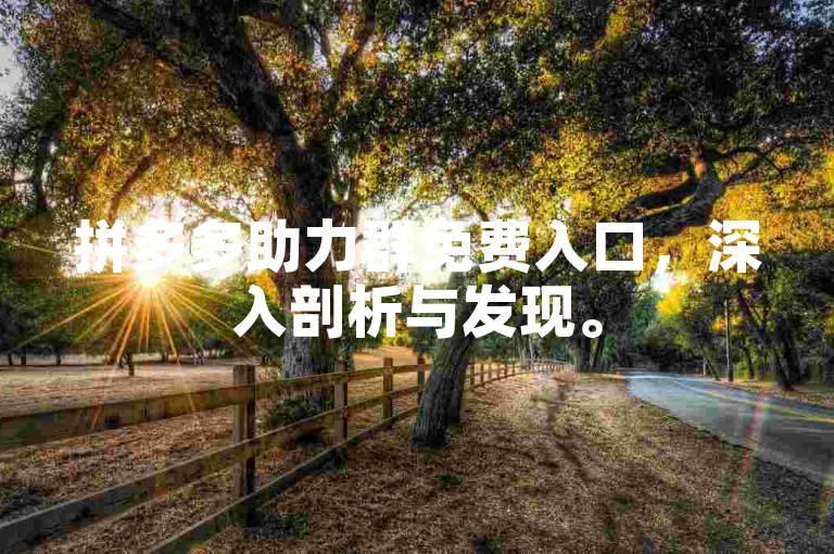 拼多多助力群免费入口，深入剖析与发现。
