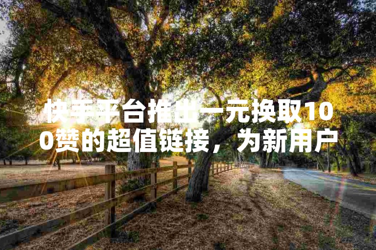 快手平台推出一元换取100赞的超值链接，为新用户提供了一项极具吸引力的推广福利。
