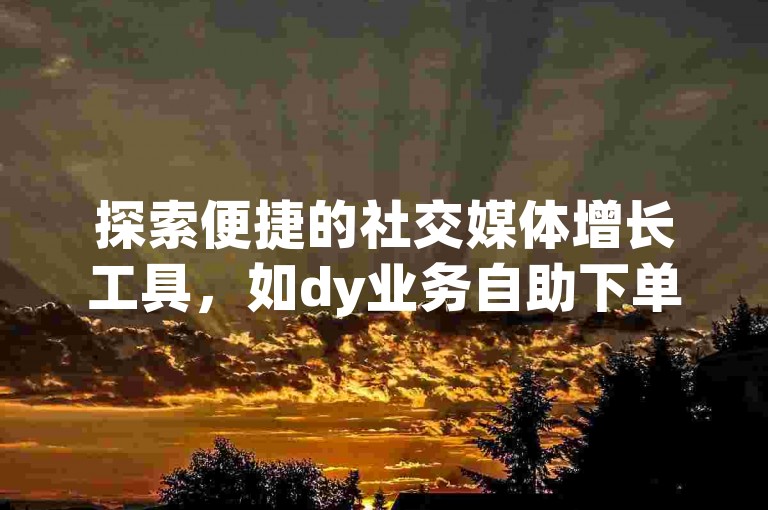 探索便捷的社交媒体增长工具，如dy业务自助下单平台，提供高效代理服务及在线自助下单软件，助力账号快速获得赞与关注。