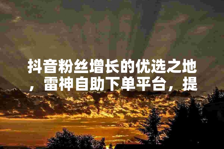 抖音粉丝增长的优选之地，雷神自助下单平台，提供超实惠的服务。