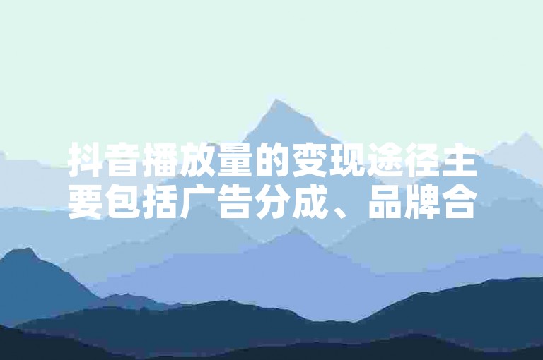 抖音播放量的变现途径主要包括广告分成、品牌合作推广以及粉丝打赏等方式。