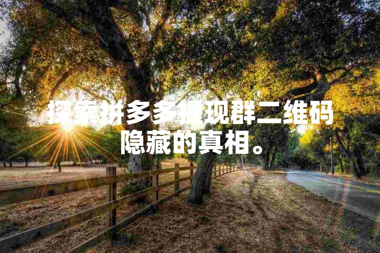 探索拼多多提现群二维码隐藏的真相。