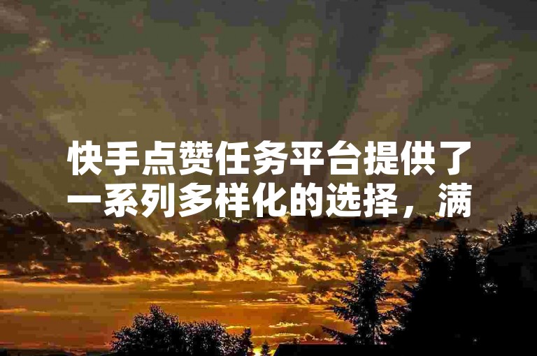 快手点赞任务平台提供了一系列多样化的选择，满足不同用户的需求。