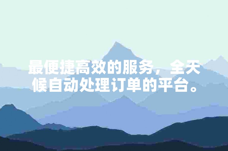 最便捷高效的服务，全天候自动处理订单的平台。