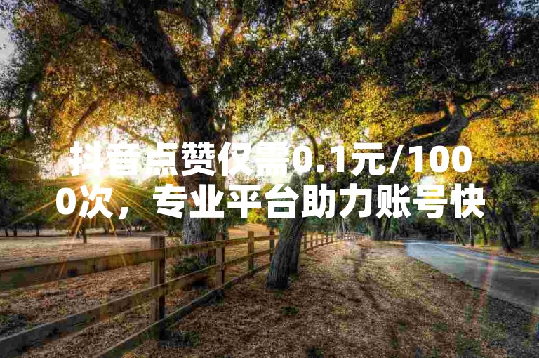 抖音点赞仅需0.1元/1000次，专业平台助力账号快速涨粉。