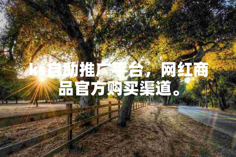 ks自助推广平台，网红商品官方购买渠道。