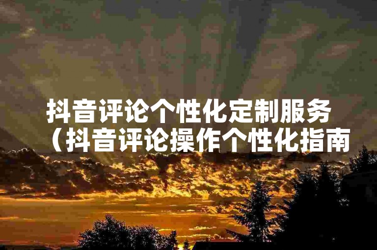 抖音评论个性化定制服务（抖音评论操作个性化指南）