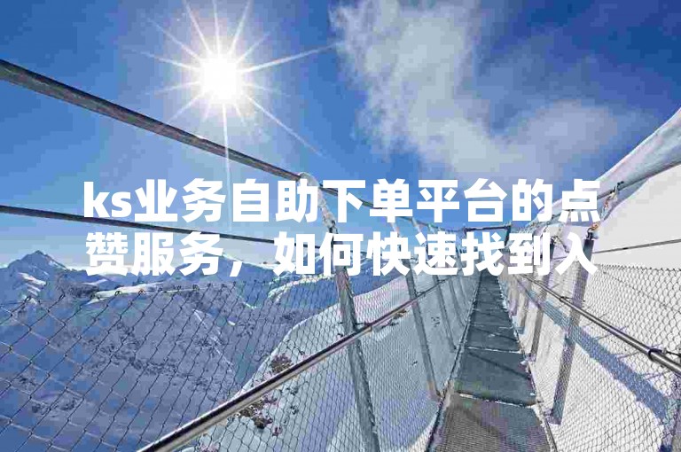 ks业务自助下单平台的点赞服务，如何快速找到入口？