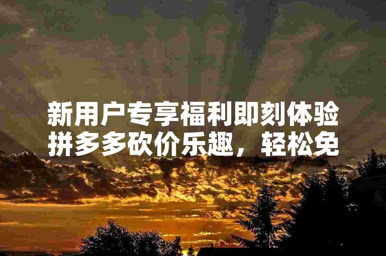 新用户专享福利即刻体验拼多多砍价乐趣，轻松免费赢取心仪商品。