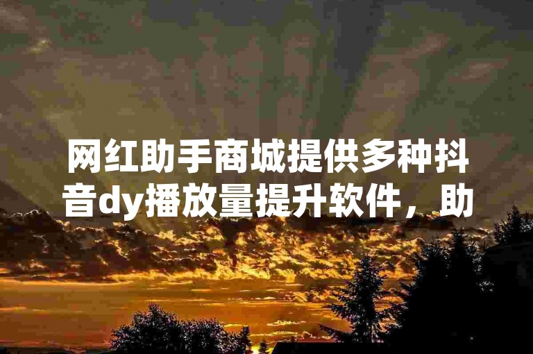 网红助手商城提供多种抖音dy播放量提升软件，助力创作者快速增加视频曝光度。