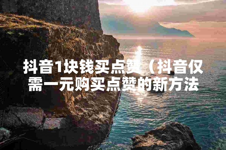 抖音1块钱买点赞（抖音仅需一元购买点赞的新方法揭秘）
