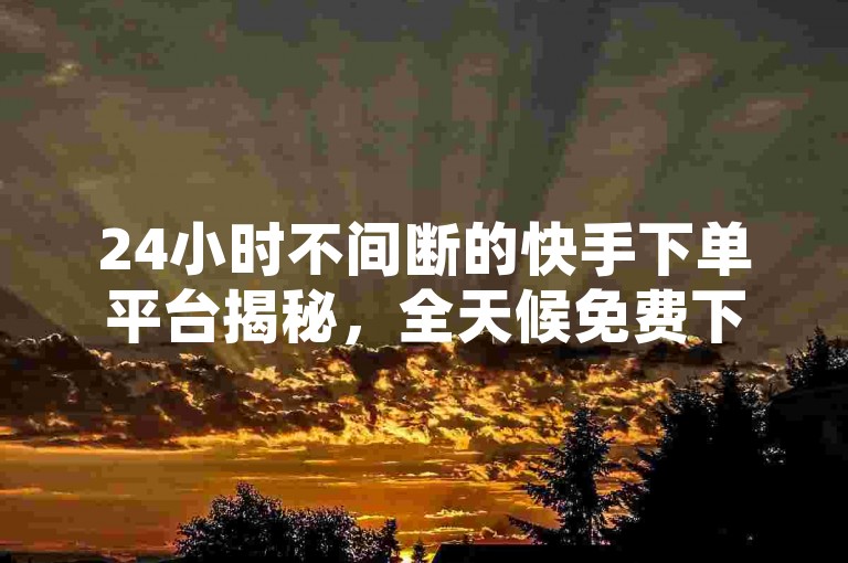 24小时不间断的快手下单平台揭秘，全天候免费下单，快速下单平台让你省钱又省力！2024必备技巧。