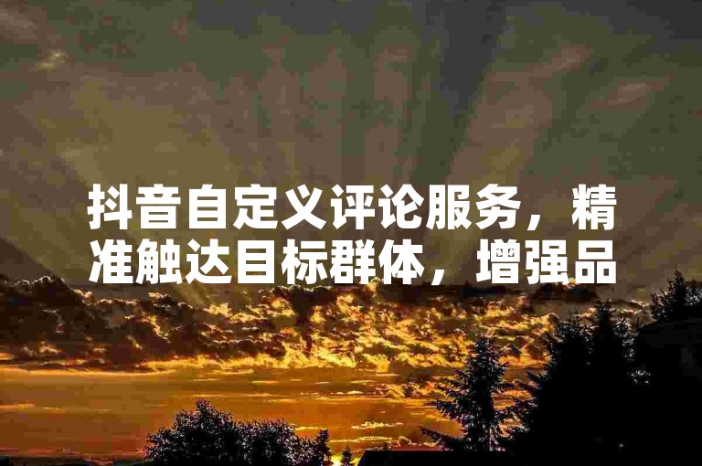 抖音自定义评论服务，精准触达目标群体，增强品牌影响力！
