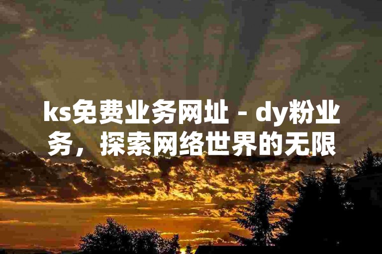 ks免费业务网址 - dy粉业务，探索网络世界的无限可能，尽在指尖轻触之间。