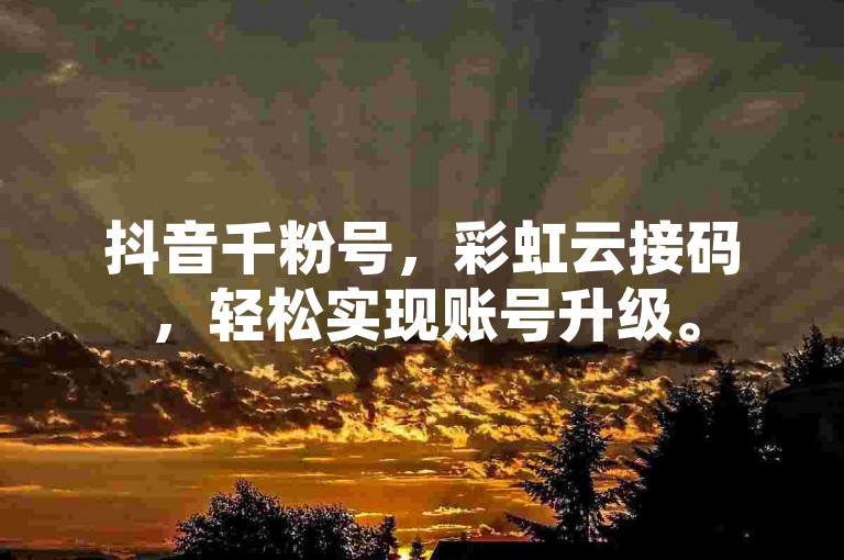 抖音千粉号，彩虹云接码，轻松实现账号升级。