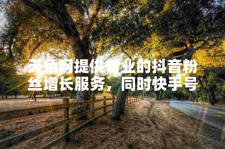 天兔网提供专业的抖音粉丝增长服务，同时快手号交易也仅需3元起，是您社交媒体账号增值的首选平台。