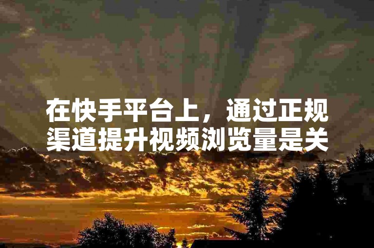 在快手平台上，通过正规渠道提升视频浏览量是关键，而口口代刷网提供的服务可能涉及违规操作，不建议使用。