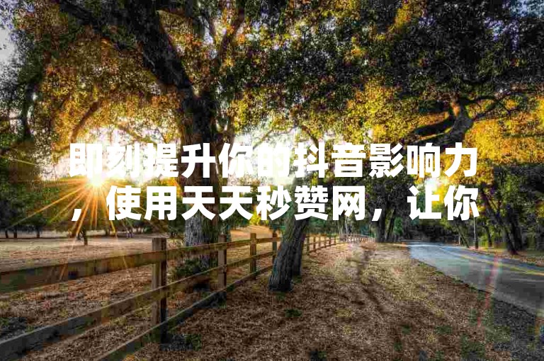 即刻提升你的抖音影响力，使用天天秒赞网，让你的作品双击数飙升，成为热门话题的中心！