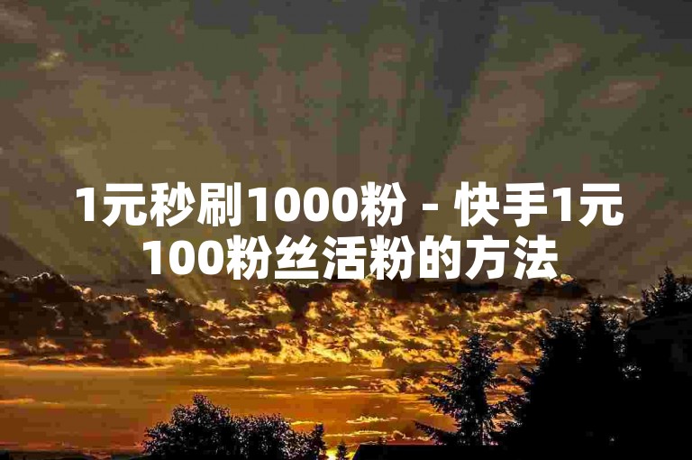1元秒刷1000粉 - 快手1元100粉丝活粉的方法