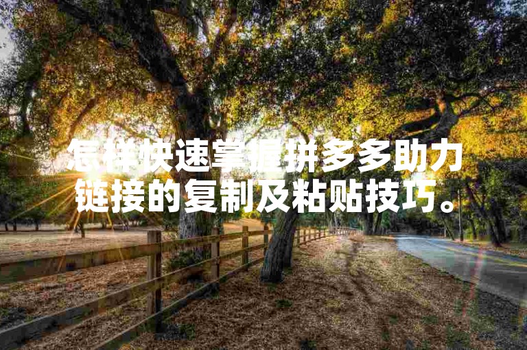 怎样快速掌握拼多多助力链接的复制及粘贴技巧。