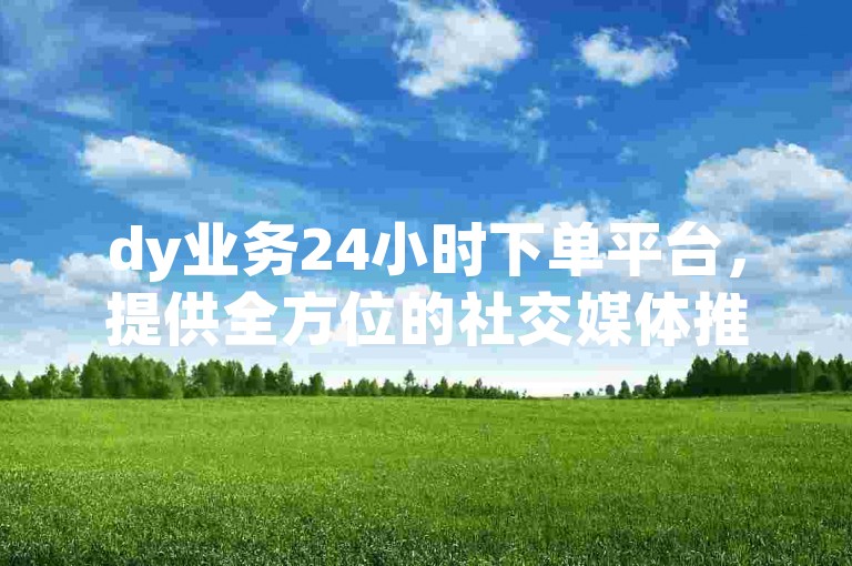 dy业务24小时下单平台，提供全方位的社交媒体推广服务。