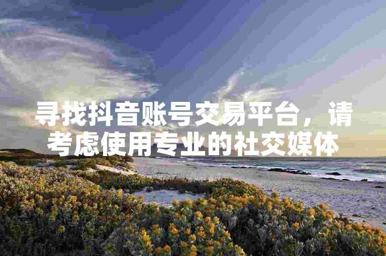 寻找抖音账号交易平台，请考虑使用专业的社交媒体账号买卖服务应用。