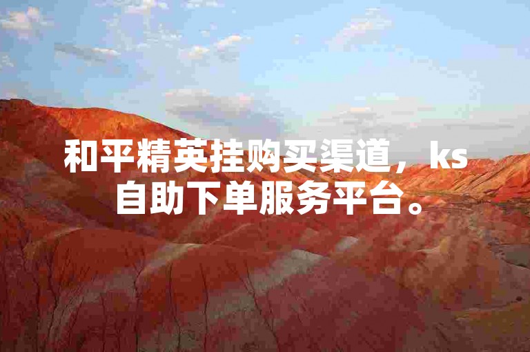 和平精英挂购买渠道，ks自助下单服务平台。