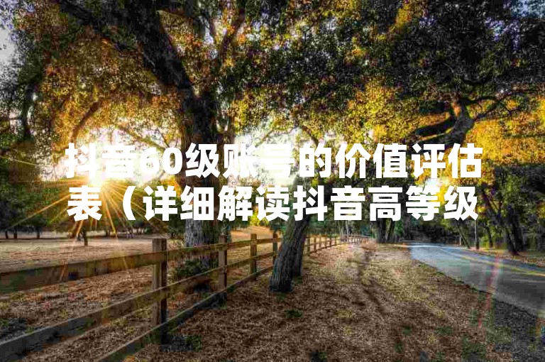 抖音60级账号的价值评估表（详细解读抖音高等级账号的市场价格）